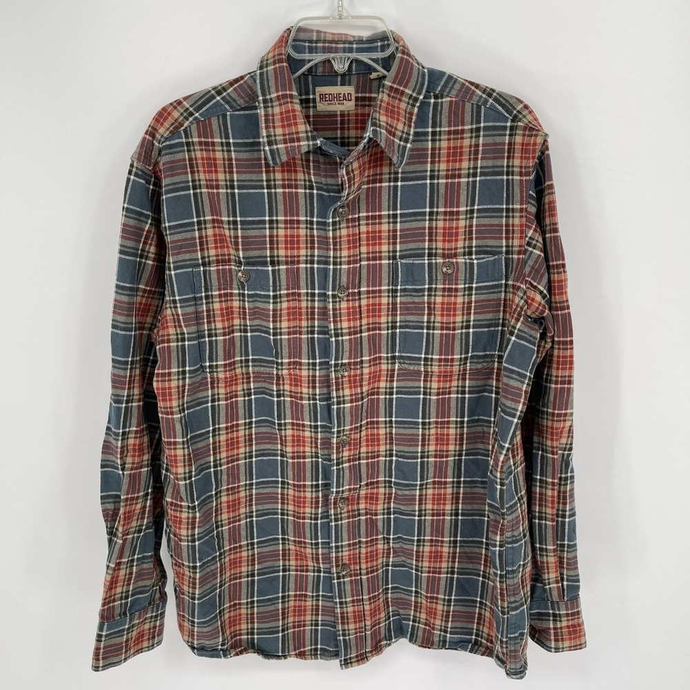 RedHead by Bass Pro Shops Men's Multicolor Plaid Flannel Button Down Shirt Sz L